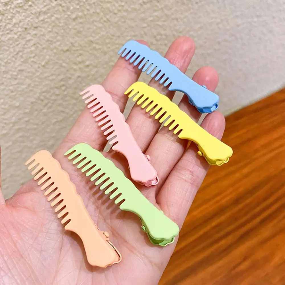 Bangs Clip Creative Design Comb Shape Solid Color Non-slip Smooth Edge Fix Hair Portable Cartoon Sweet Style Side Clip for Kids