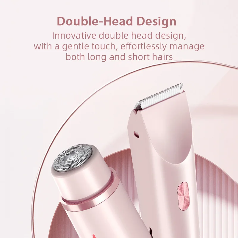 Rechargeable Hair Removal Trimmer Dual Head Floating R-Shaped Blade Round Head for Wet Dry Use Waterproof Versatile Hair Clipper