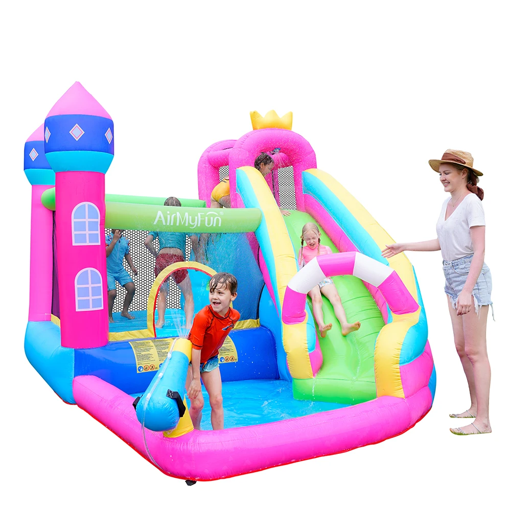AirMyFun High Quality Colorful Double Stitched Inflatable Bounce House Jumping Castle Slide 4 Person Capacity 420D+840D Oxford