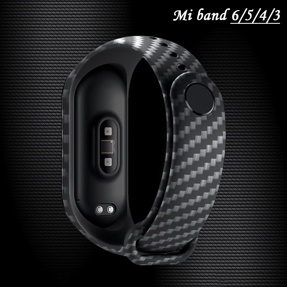 Carbon fiber strap For Xiaomi Mi Band 7 nfc Wristband smartwatch MIband 5 silicone bracelet correa Mi Band 4 5 3 6 accessories