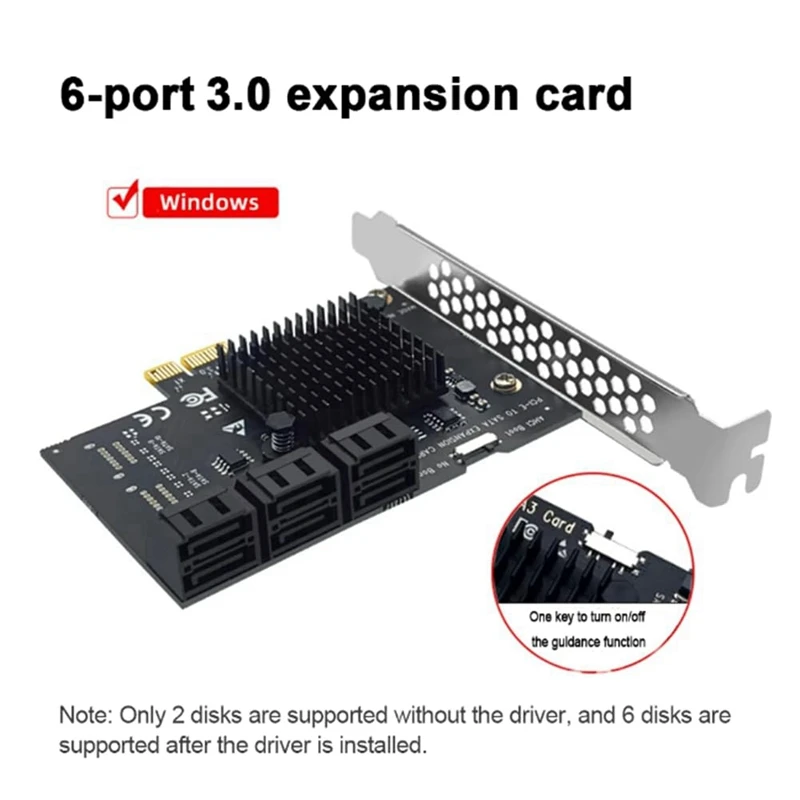 

PCI-E To 6-Port SATA3.0 Expansion Card 6Gbps Desktop Adapter For Solid State & Mechanical Hard Disks