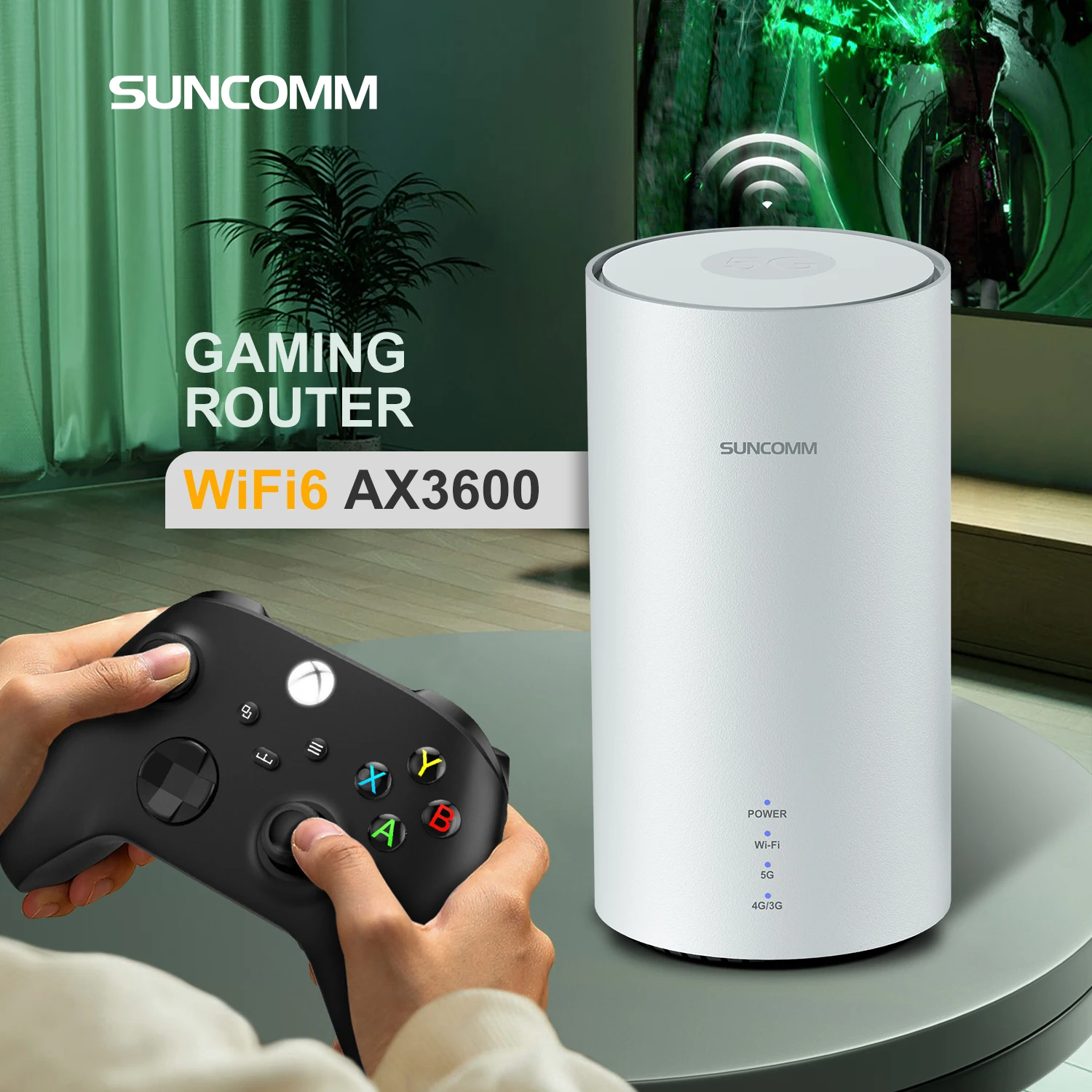 SUNCOMM SDX65 4G 5G Router SA/NSA Dual-Band WiFi6 2.4G/5G VoIP/VoLTE/VoNR Gigabit LAN TS-9 Port Suitable for Home Office Calls