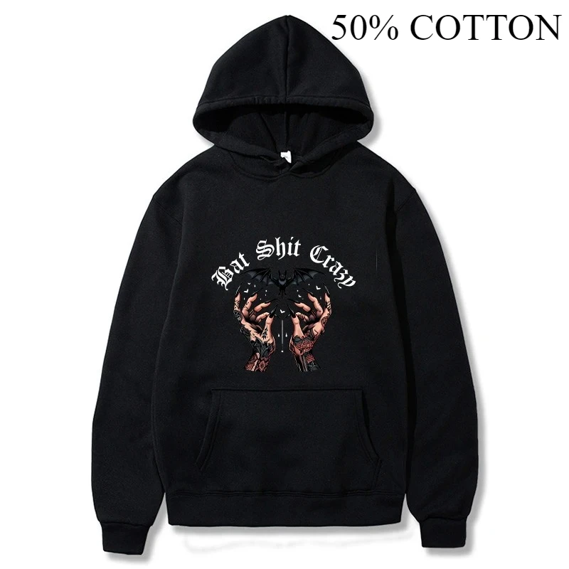 كنزات رجالية عصرية بأكمام طويلة للهالوين من Bat Shit Crazy مع قلنسوة بلوفرات سوداديراس للسيدات غير رسمية هاراجوكو ملابس الشارع الشهير بلوفرات سوداديراس