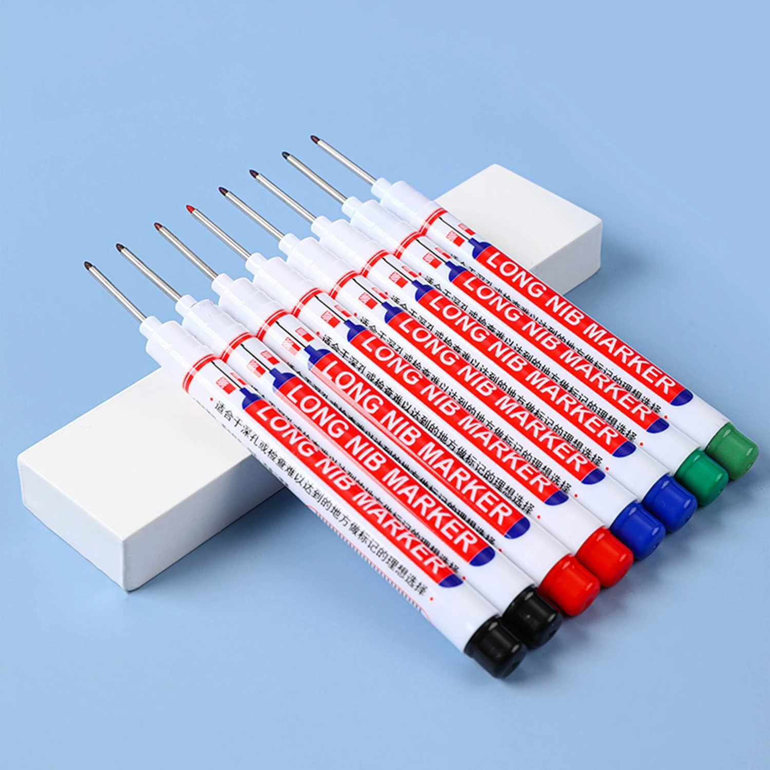 1Pc 32mm Long Head Markers Pen Multi-purpose For Woodworking Tile Decoration Deep Hole Marker Pens Red/Black/Blue/Green