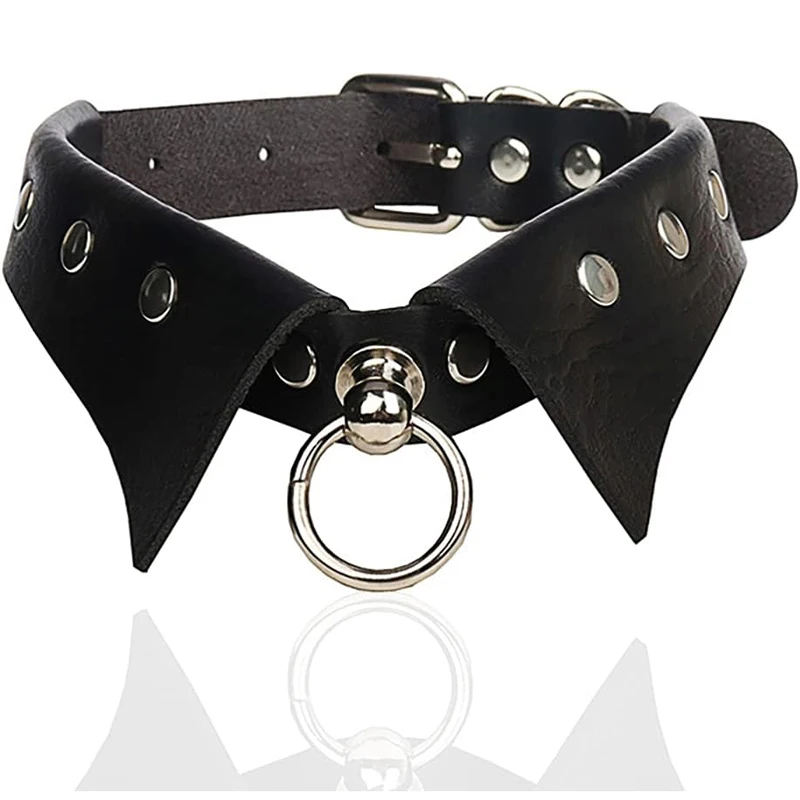 Gothic Leder Choker Halsketten Schwarz Punk Nachtclub Schmuck Zubehör für Frauen Freundin