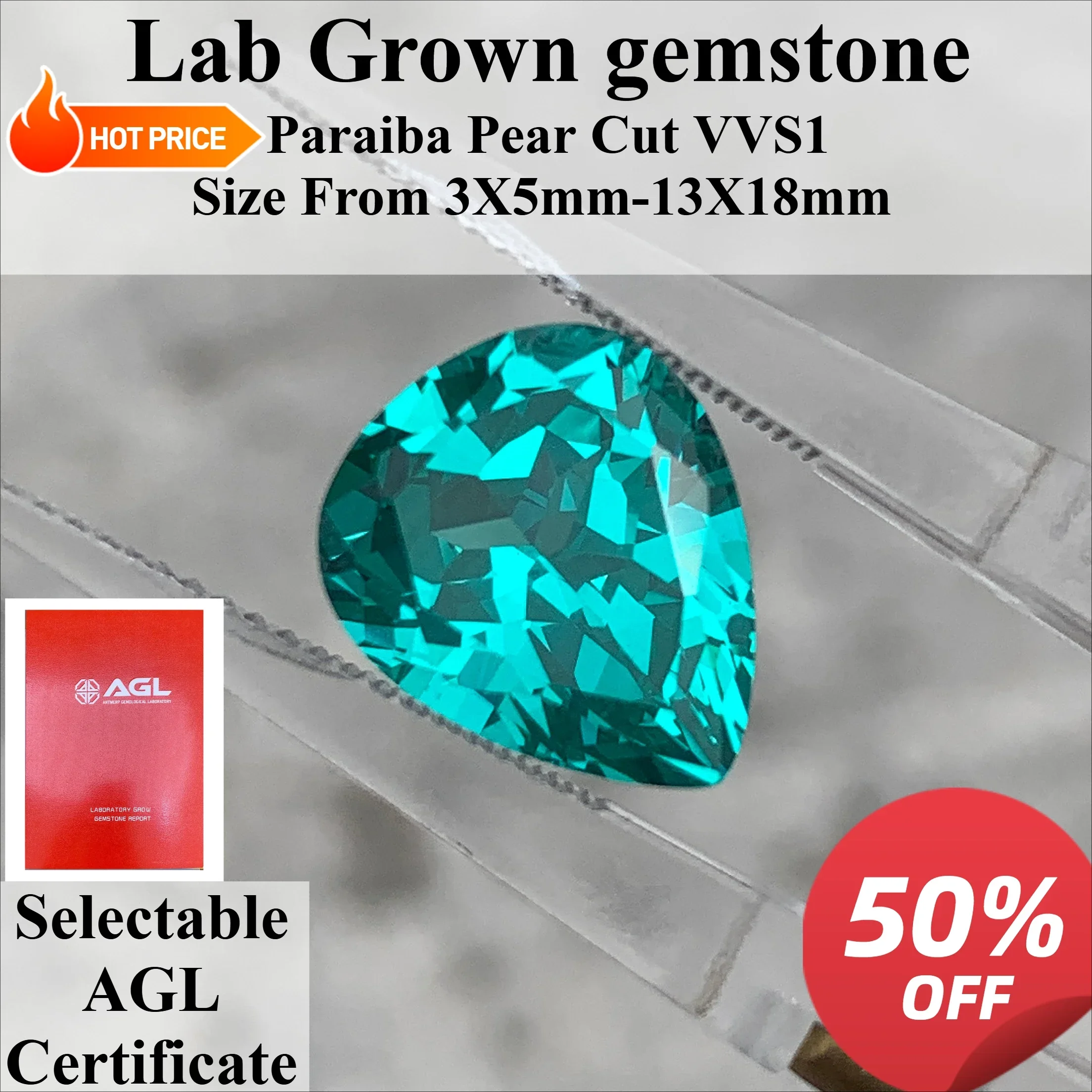 Paraiba Pear Cut Lab Grown Sapphire VVS Clarity Loose Gemstone  Certificate DIY Jewelry Making For Ring Necklace Earrings