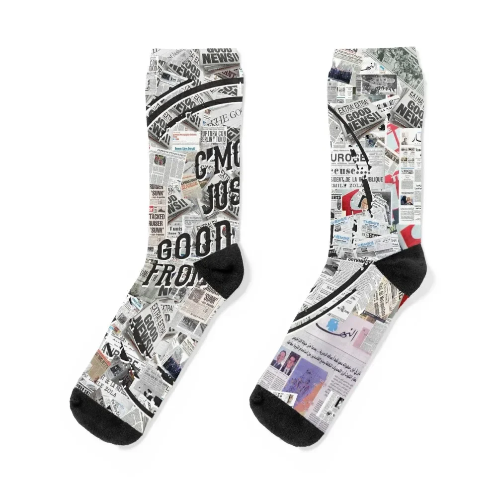 

Good News! Newspaper headlines collage Socks gift winter gifts Children's Socks For Men Women's