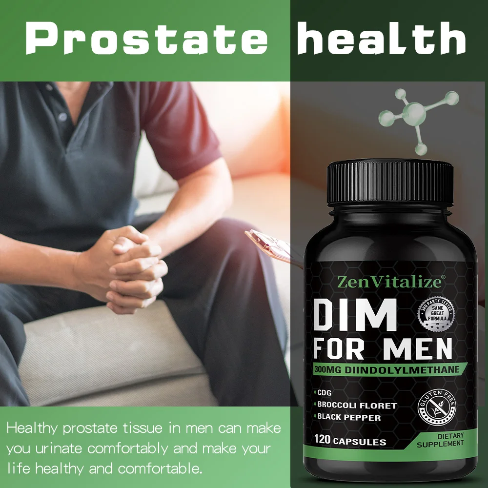 

Men's DIM Supplement 300 Mg, Potent Men's Fitness Supplement, Provides Energy, with Broccoli and Black Pepper, Luten-free