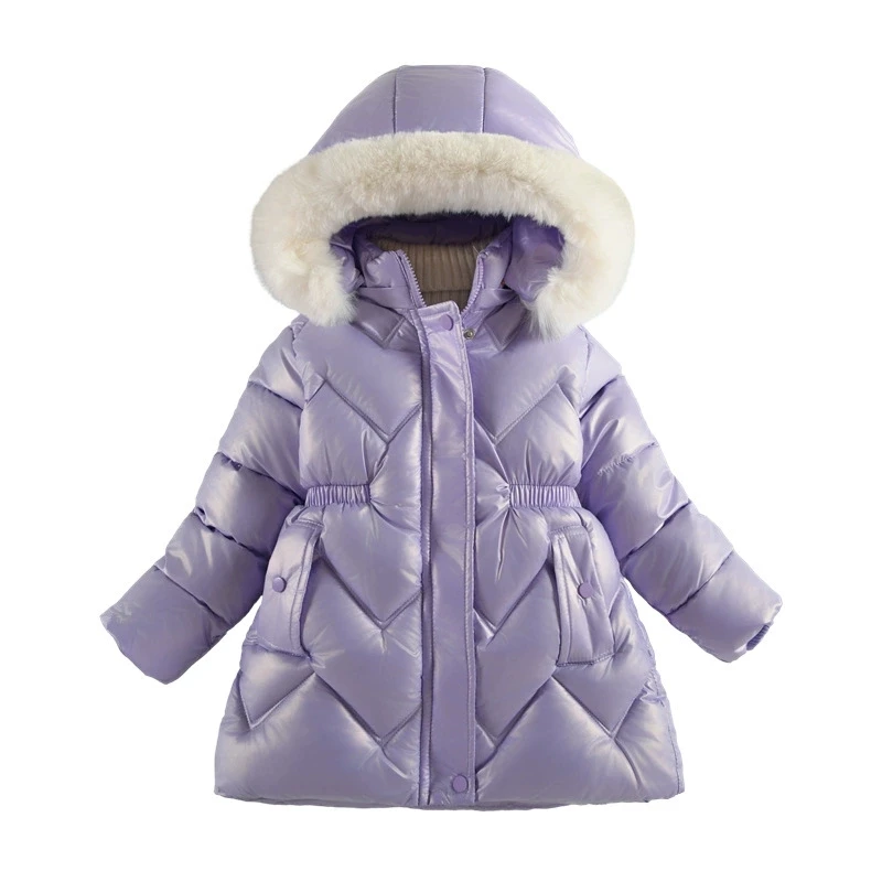 الشتاء الفتيات سترة مقاوم للماء رشاقته الدفء الفراء طوق جاكيت أطفال مقنعين سستة ملابس خارجية 3 4 5 6 7 8 سنوات الاطفال الملابس