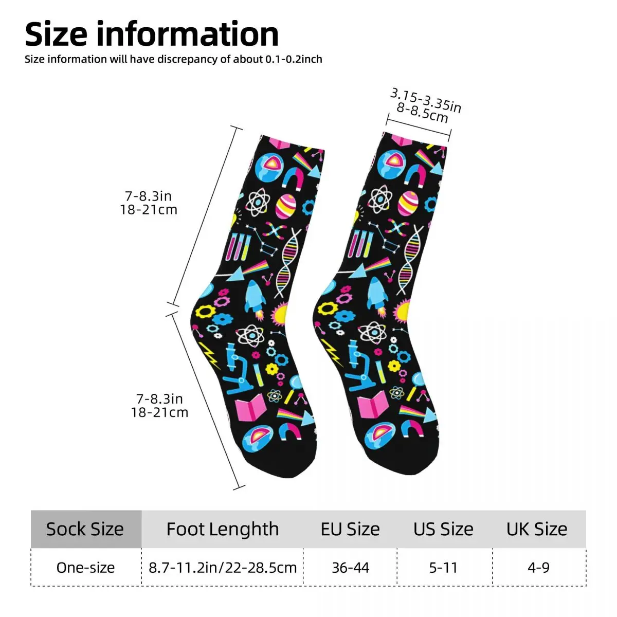 Hip Hop Vintage Science Studies Crazy Men's Socks Unisex Harajuku Seamless Printed Funny Crew Sock Boys Gift