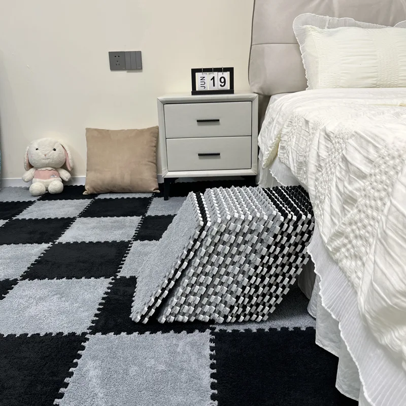 4/8/12Pcs Plush Fluffy Area Rugs 30*30*1CM Bedroom Warm Room Color Puzzle Interlocking Floor Mat Carpet-Small Clearance Sale Rug