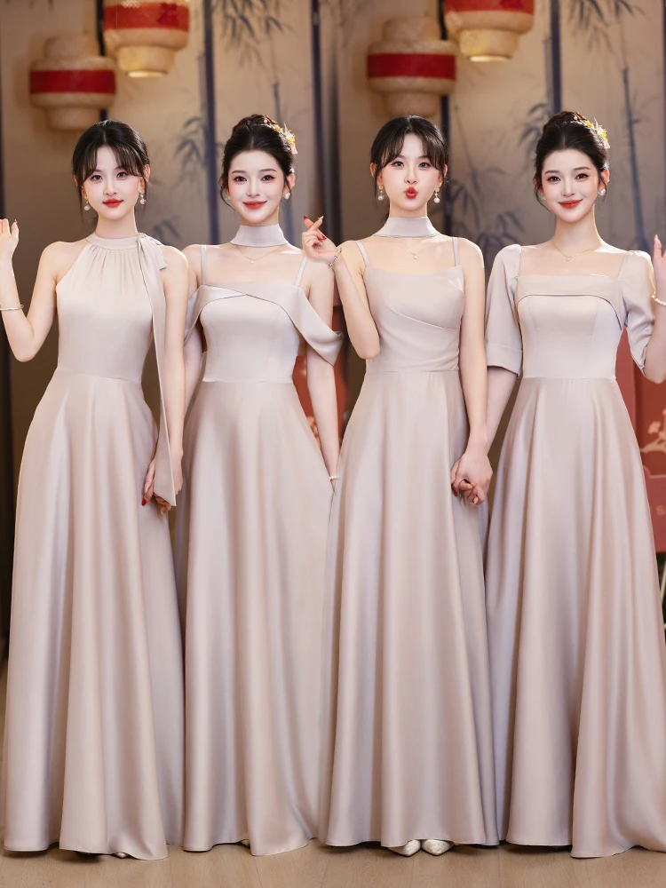 

Элегантное атласное вечернее платье Ele Maids Dr: Модное, универсальное, длинное, для свадьбы, выступлений и повседневной носки