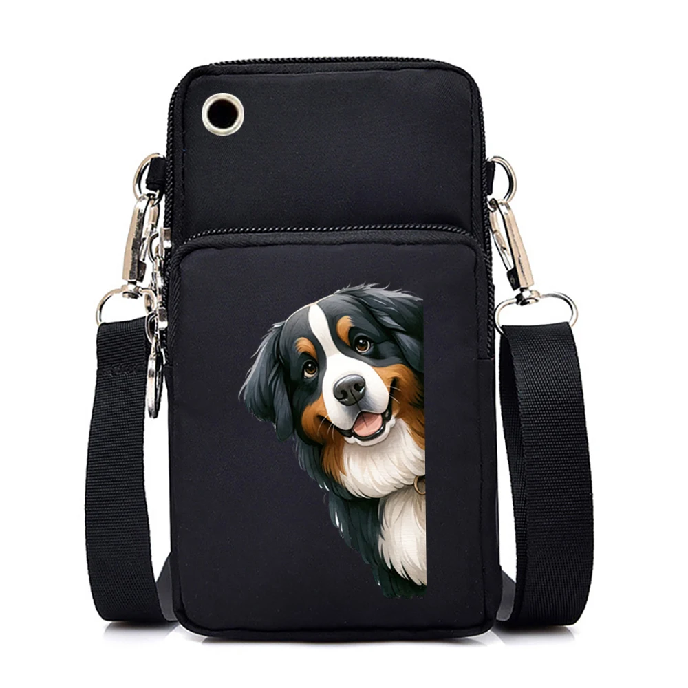 New Mobile Phone Bag Funny Anime Dog Print Shoulder Messenger Bag Women Men Coin Purse Handbag Animal Lover Small Crossbody Bag