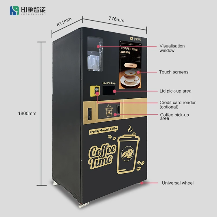 Coffee Automatic Vending Machine With Interactive Touchscreen Display And Fresh Bean Storage