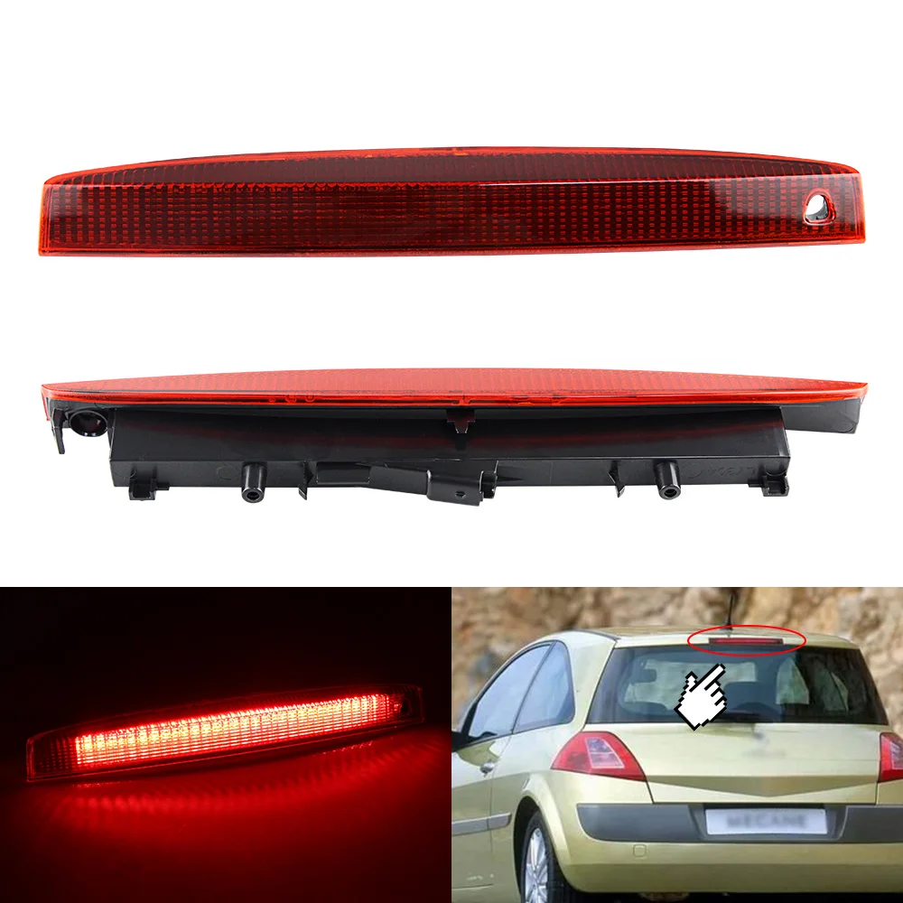 Third 3Rd Brake Light, LED Stop Lamp for Renault Megane MK II 2003-2008 Rear Tail Light, Red Shell OEM: 8200175538