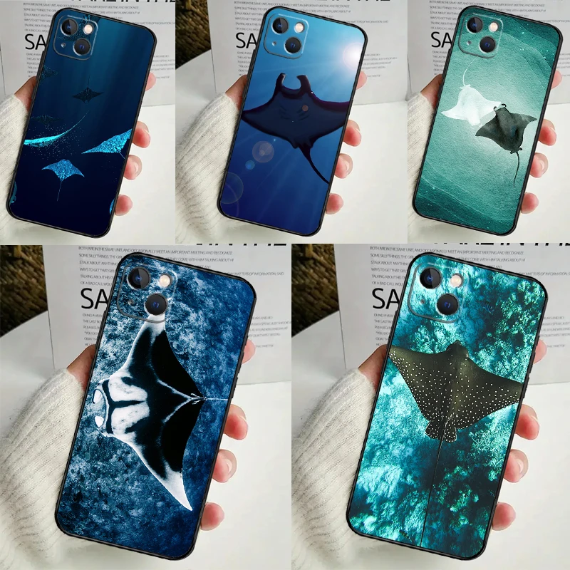 Animal Manta Ray Case For iPhone 14 16 15 Pro Max 11 12 13 Mini 7 8 Plus X XR XS MAX Soft Shockproof Cover