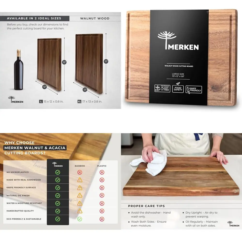 

Reversible 15x12 Inch Chopping Board with Juice Groove - Knife-Friendly Kitchen Essential for Meat, Cheese, Veggies, and Charcut