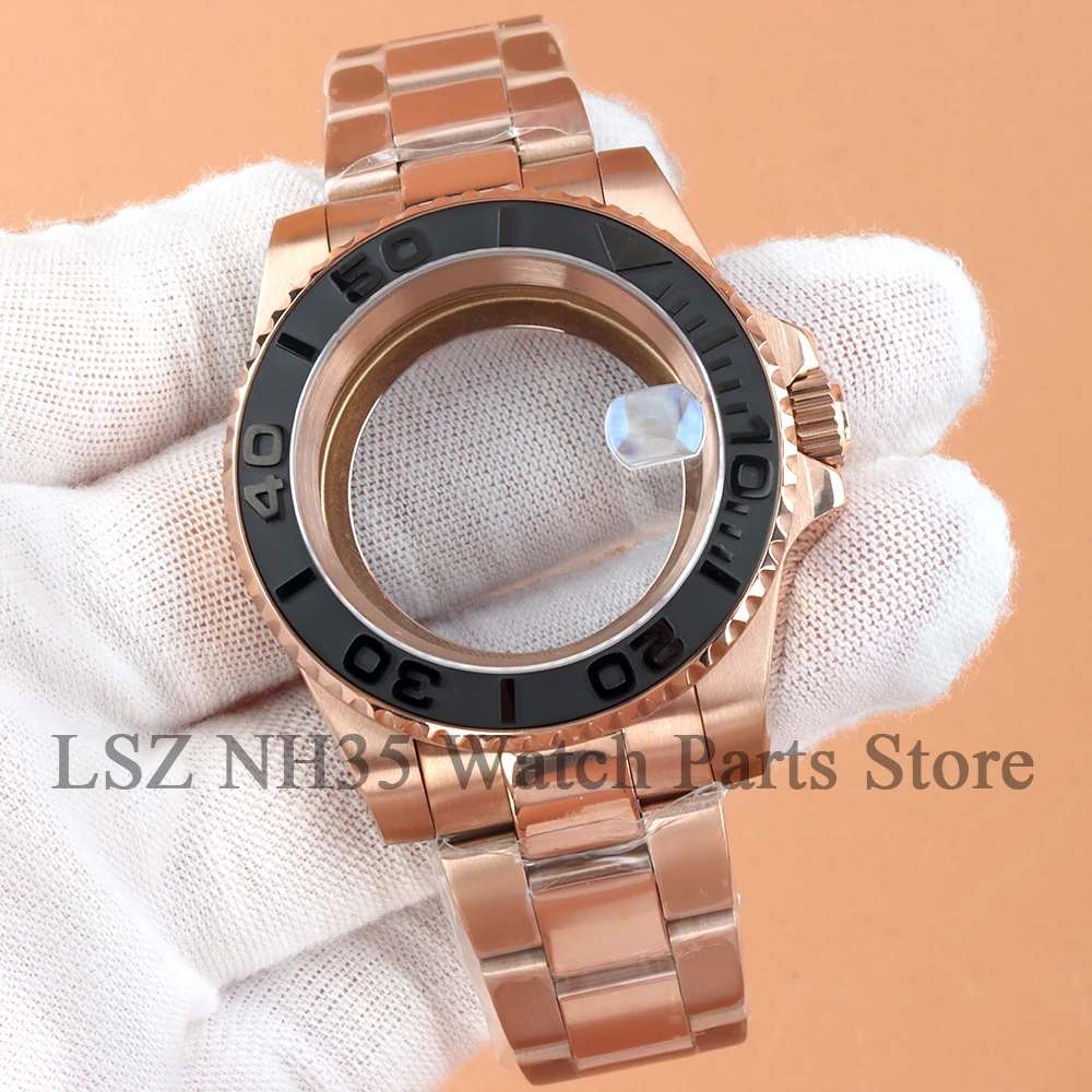 Rose Gold 40mm NH35 Sapphire Glass Watch Case Waterproof For Submariner Yatcht GMT NH34 NH35 NH36 NH38 Movement 28.5mm Dial SUB