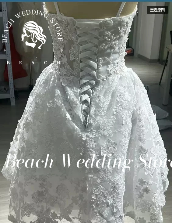 Beach Customized Wedding Dress Spaghetti Straps Mini Appliques Lace Up A Line Dresses For Women Maternity Vestidos Para Mulhere