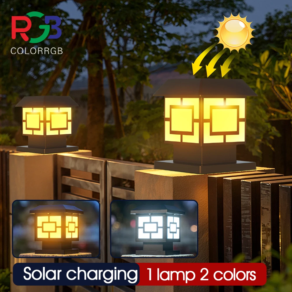 Outdoor Post Lights,IP65 Waterproof Solar stigma lamp,LED Bulb Included,Lawn Landscape Pillar Head Lamp Garden, Patio, Pathway