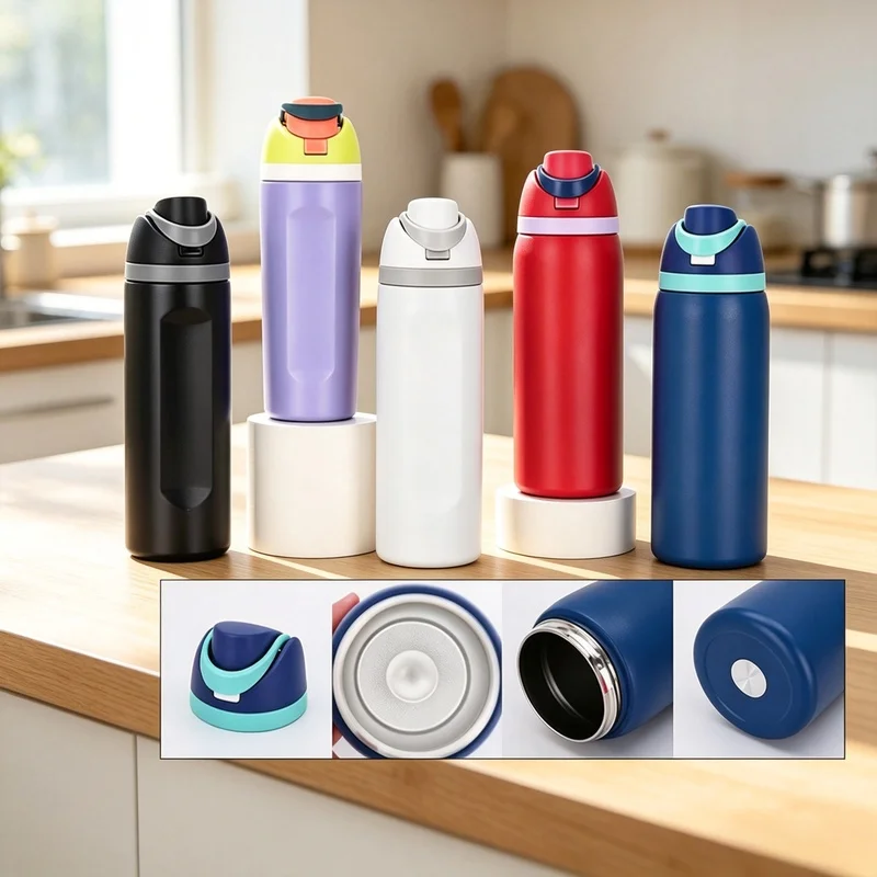 Spot Goods 19/24/32oz Thermos Cup Fruit Mug Kids Straw Cup Vacuum Flasks Stainless Steel Travel Thermal Water Bottles view 2