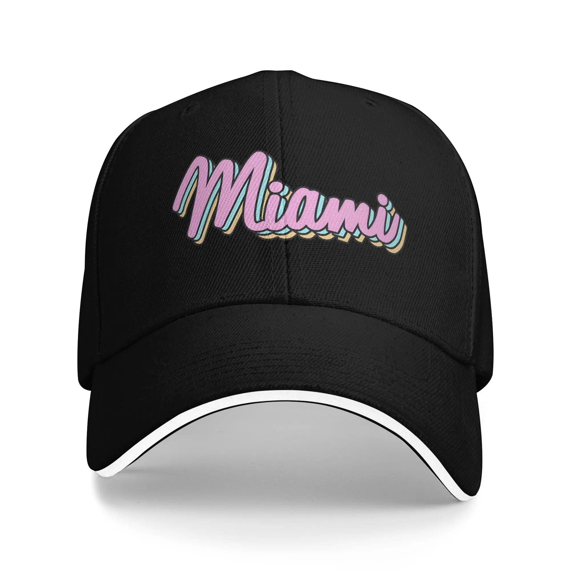 Miami  Vacation Sandwich Cap Adult ,Sport,Baseball Caps  Hats Breathable Polyester Racing Cap Winter Cap