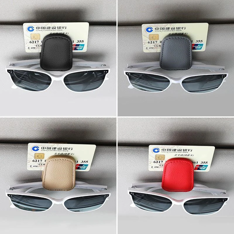 Universal Car Sun Visor Glasses Clip Leather Eyeglasses Clip Magnetic Sunglasses Holder Hanger Multifunction Interior Accessorie