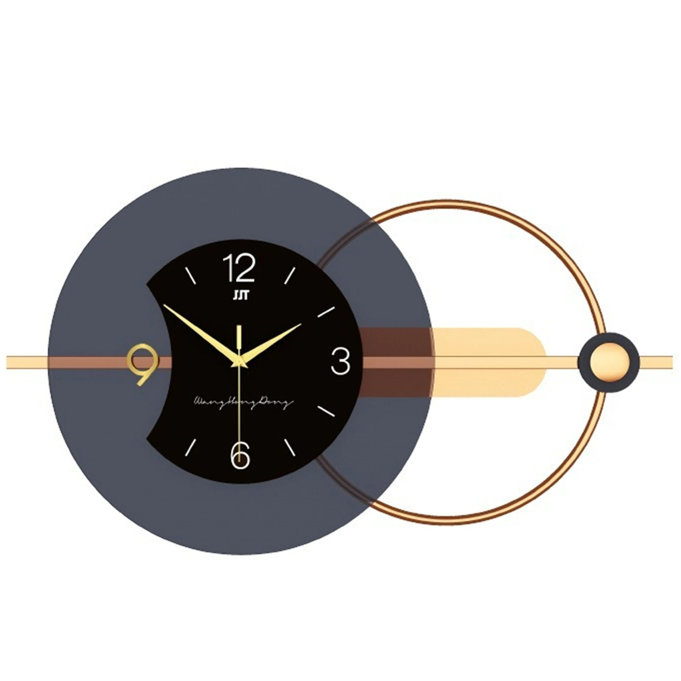 Wanduhr، Metall Wohnzimmer Uhr، Uns Ticken، فور Wohnzimmer، Schlafzimmer، Büro، Beschzimmer، Schwarz und Goldfarben