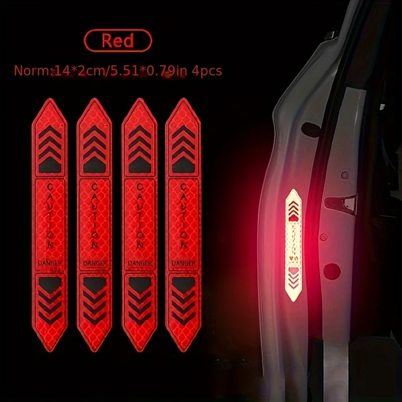 Reflective Car Door Stickers-Night Safety Warning Decals, Green Chevron Design, 5.51x4.72inch, PVC Material,
