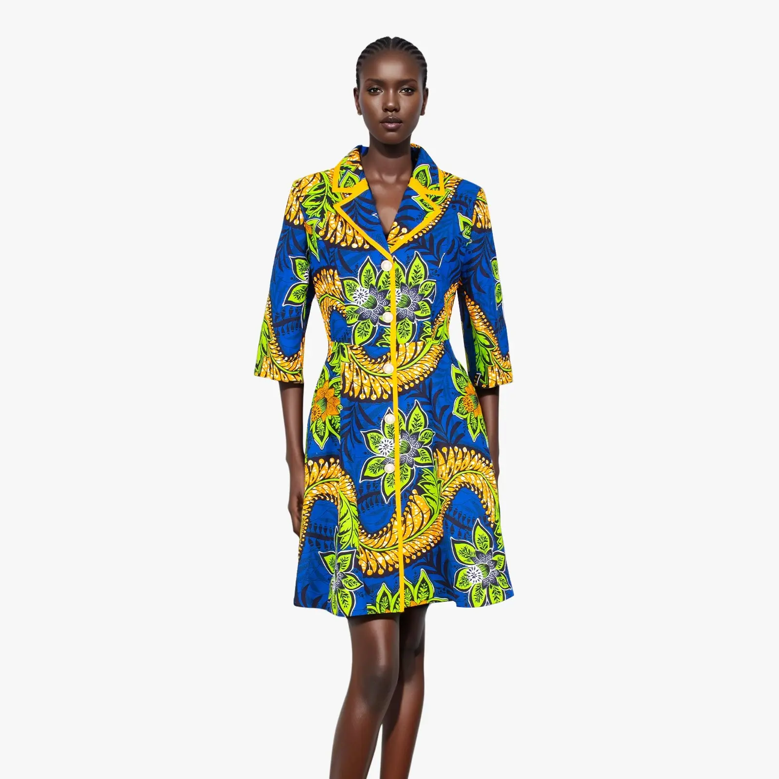 BGJ African Women\'s Jacket Ankara Printed Long Jacket Lapel Top Waxed Dahiki Clothing 2424002