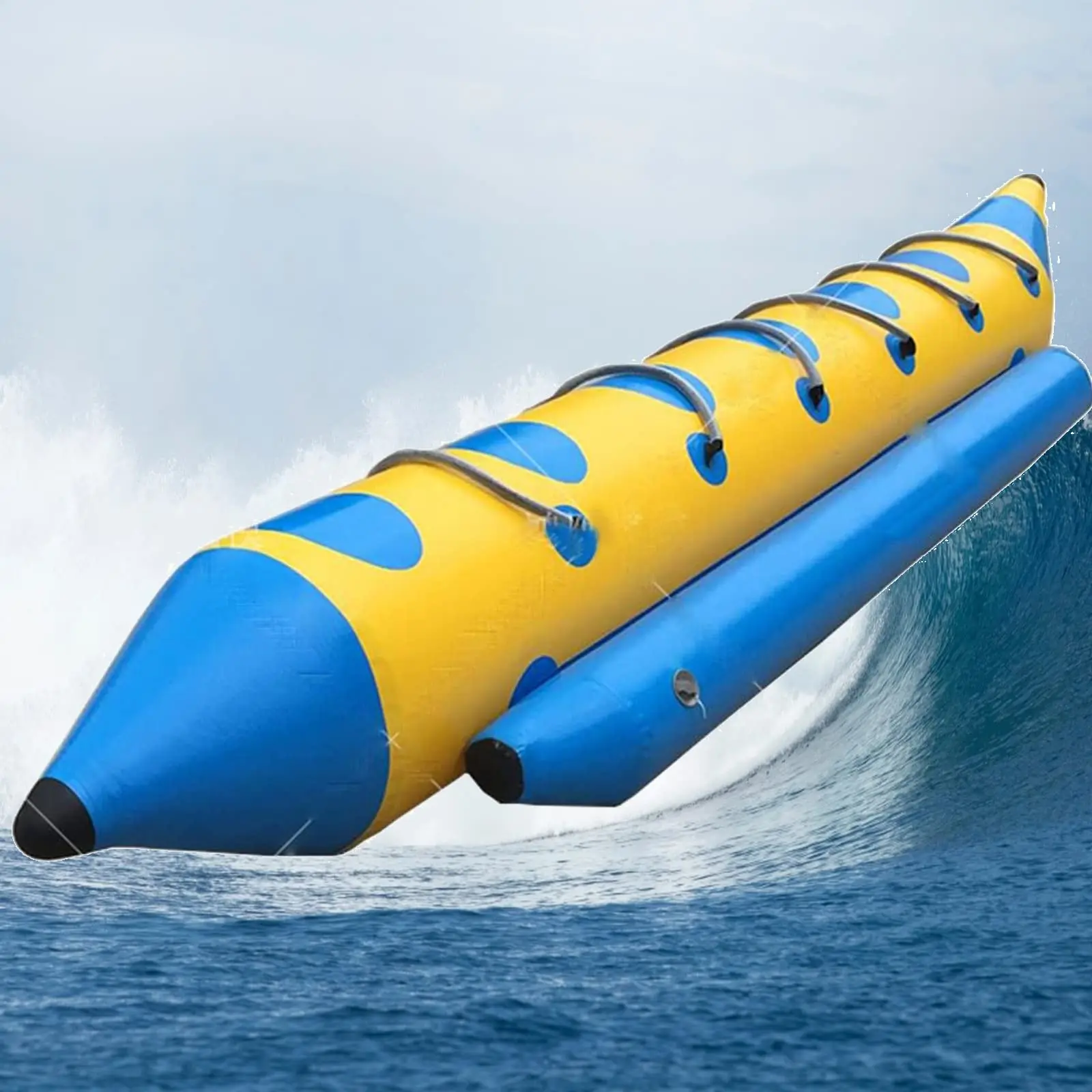 Water Inflatable Banana Boat Surf Raft Tow Tube 2-6 Person Inflatable Tug Kayak for Adults Waterskiing and Surfing Equipment