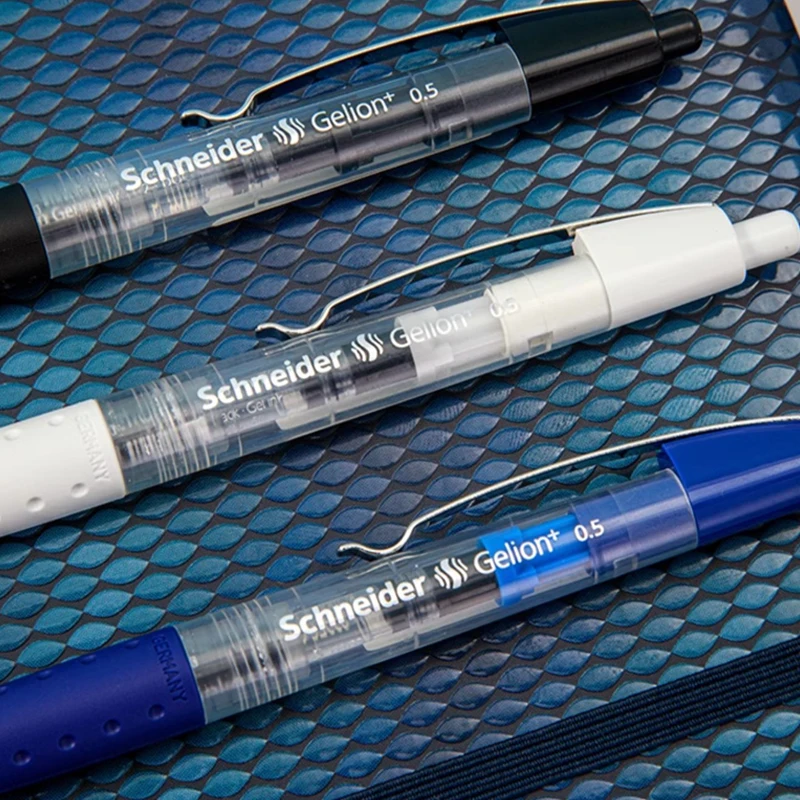 Bolígrafo de gel Schneider Gelion+, recargable y retráctil, bolígrafo de tinta de gel, barril transparente de 0,5 mm, tinta negra, papelería para escuela y oficina