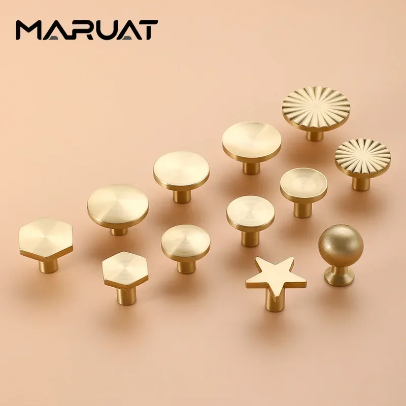 Solid Brass Furniture Hardware Drawer Handles Wardrobe Interior Door Handles Single Hole Gold Light Luxury Furniture Door Handle