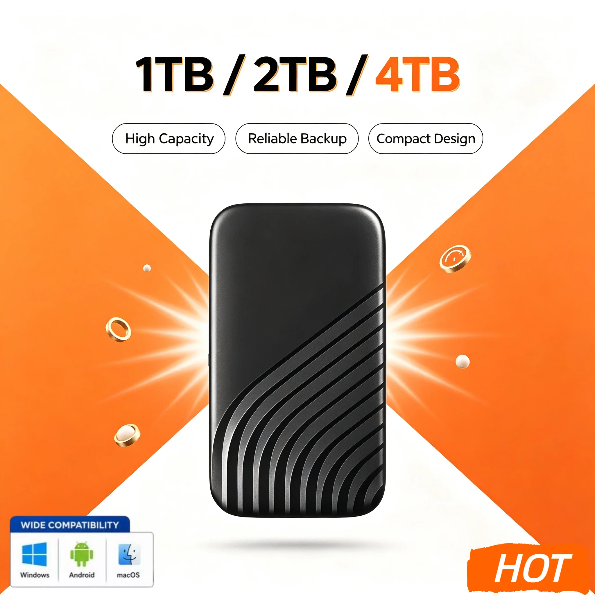 Original External Mobile SSD Hard Drive 2TB 4TB Portable SSD USB 3.1 High Speed Solid State Disk For Mac Laptop PC Data Unit