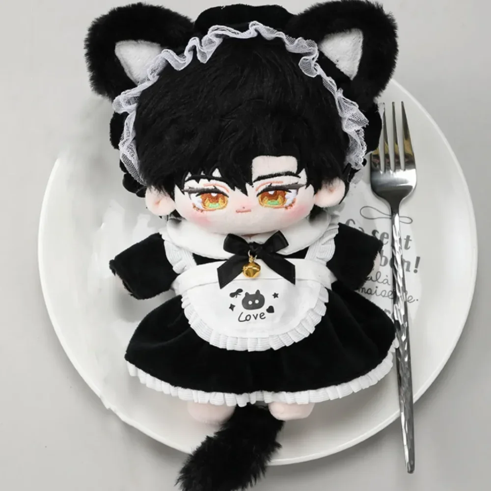 Cat Tail 10cm Cotton Doll Clothes Maid Dress Outfit Cotton Doll's Clothes Bow Skirt Mini Plush Doll Clothes 10cm Cotton Doll