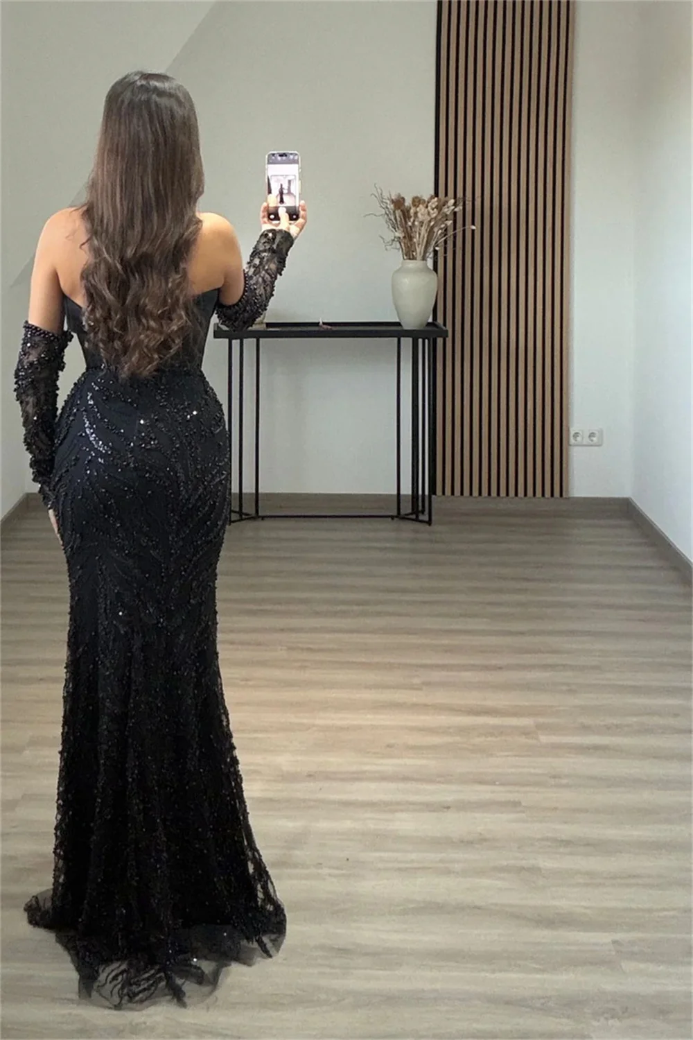 Contessa Custom Black Shiny Sequin Beaded robe de soirée femme Strapless Backless Corset Prom Dress Mermaid Formal event dress - Image 3