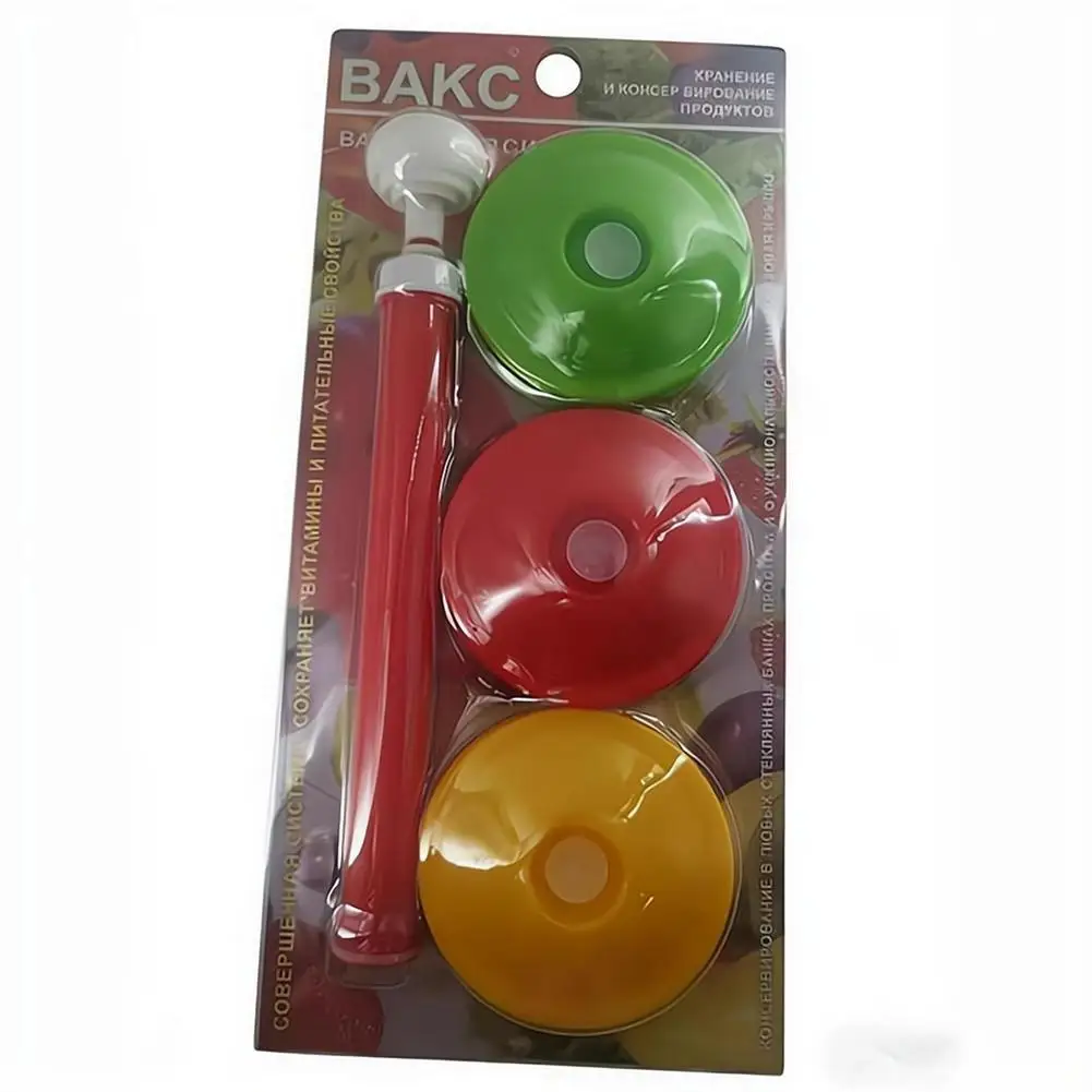 Manual Mason Jar Vacuum Sealer Kit For Wide-Mouth Jars Hand-Operated Food Preservation Pump With Colorful Lids Kitchen Gadget