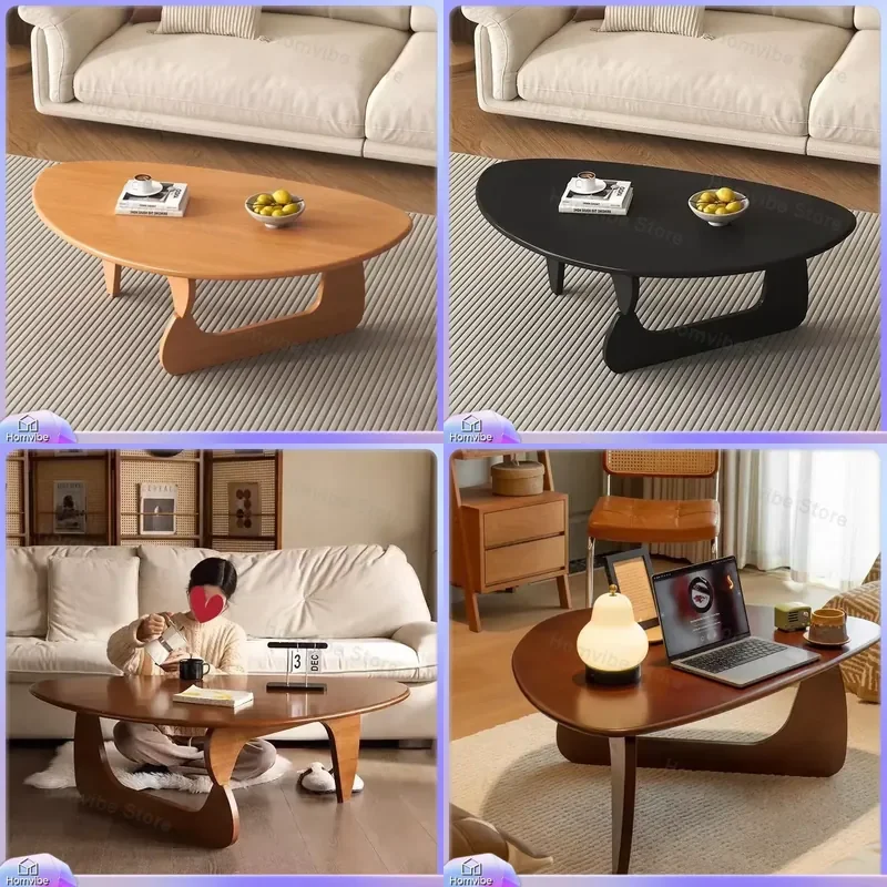 

Modern Minimalist Solid Wood Coffee Table for Living Room Small Space Friendly Round Rectangular Design Home Furniture Decor