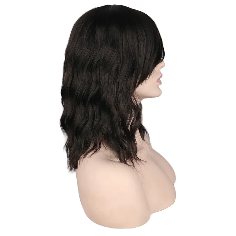 WHIMSICAL W Short Wavy Black Hair Wigs Synthetic Wig For Women Natural  Daily Heat Resistant Hair