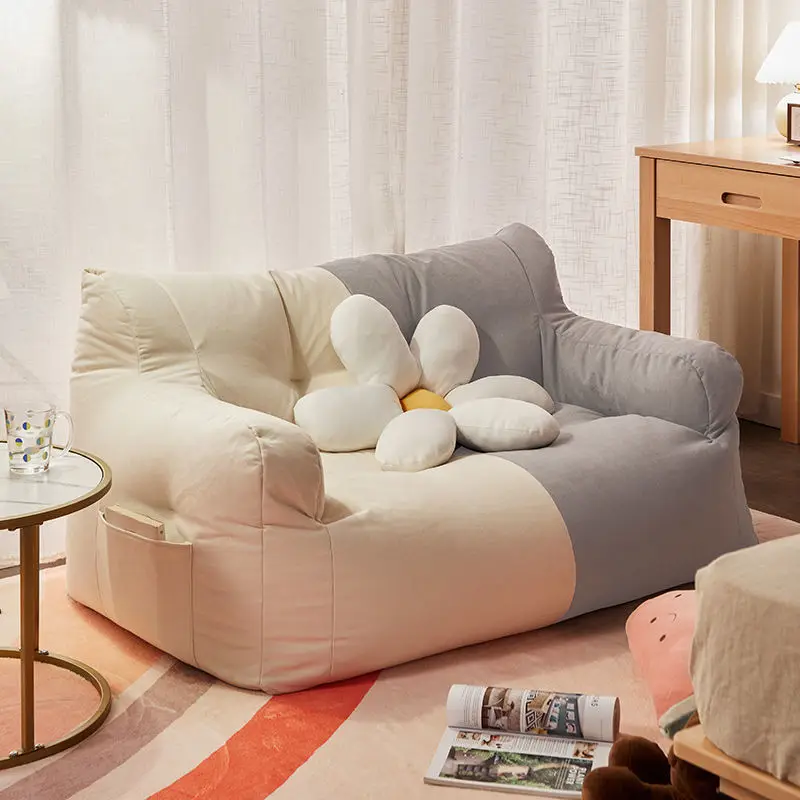 INS Giant Bean Bag Sofa Chair Soft Cotton Linen Couch Recliner Floor Seat Tatami Bedroom Corner Comfy Small Lazy Sofa