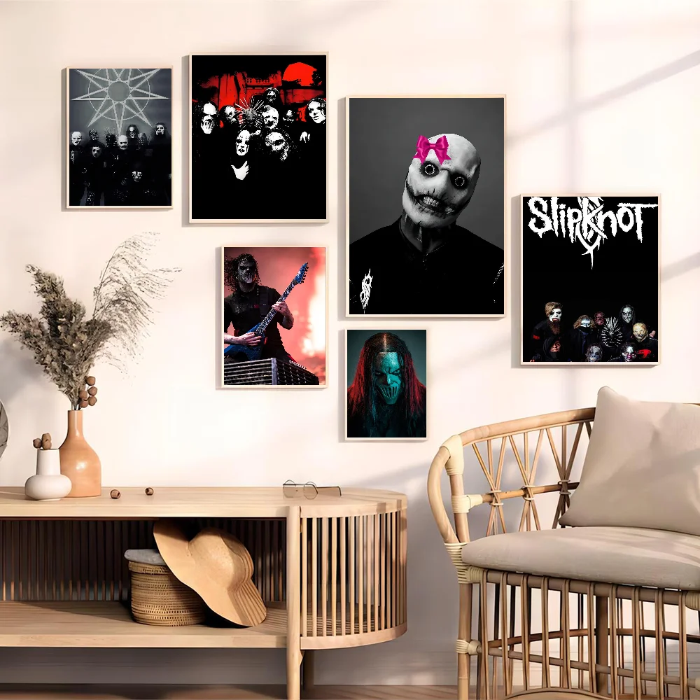 Heavy Metal Rock Band Slipknot Vintage Posters Sticky Retro Kraft Paper Sticker DIY Room Bar Cafe Kawaii Room Decor