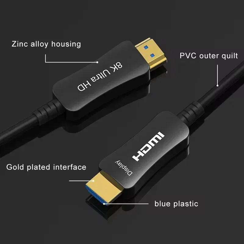 AOC de Alta Velocidad ​ ​ Cable de Fibra Óptica HDMI 2.1 8K 60Hz 4K 144Hz Macho a Macho