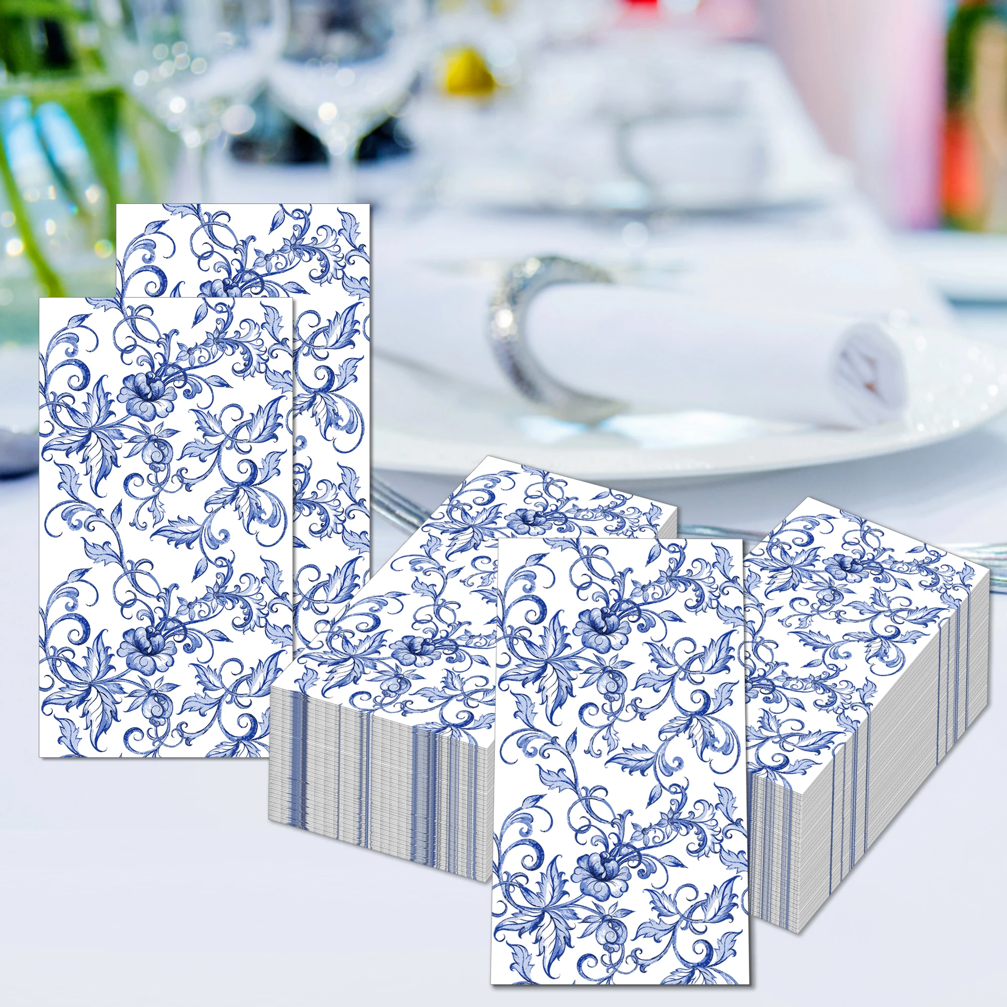 20 Stück Servietten mit chinesischen Blumen, lange Papierservietten, Hochzeit, Einweggeschirr, Servietten, Taschentücher, Geburtstag, Abendessen, Tischdekoration – Detail 3