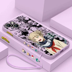 My Hero Anime Himiko Toga custodia per telefono per Apple iPhone 15 14 13 12 11 Pro Max Plus 8 7 SE Liquid Left Rope Capa Cover