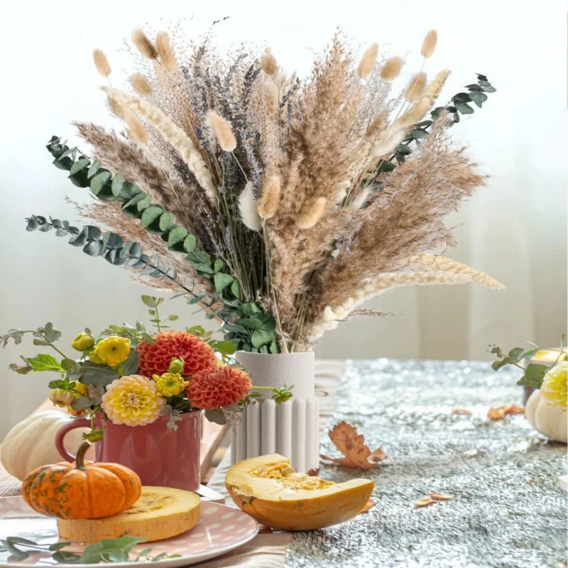 

Dried Flowers Pampas Grass Lavender Eucalyptus Bouquet, Boho Wedding Floral Arrangements Farmhouse Dinning Room Bedroom Decor