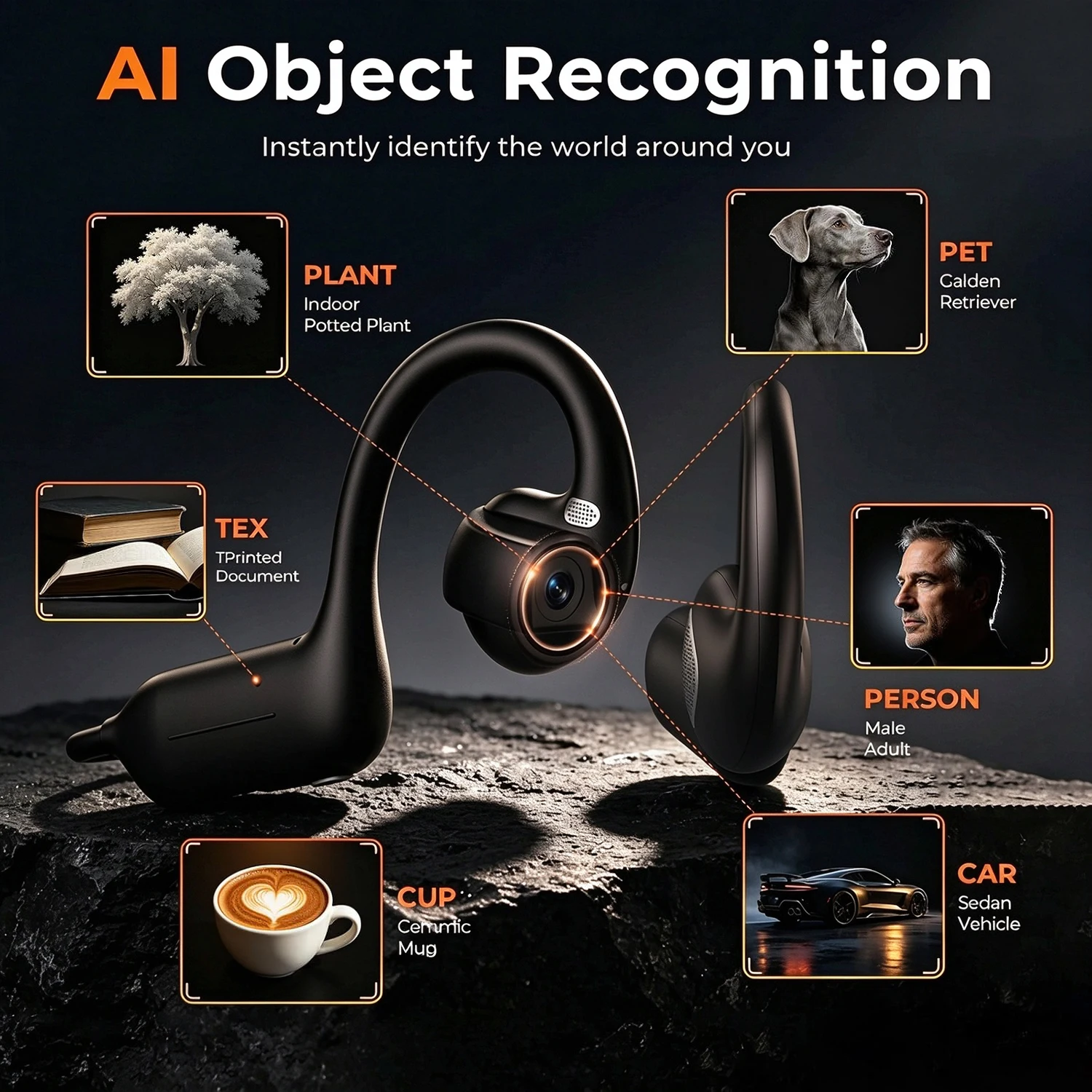 AI Smart Headphones 8MP Camera Video Record AI Photo Recognition Answer Bluetooth Call Music Language Translation Earphone Men view 5