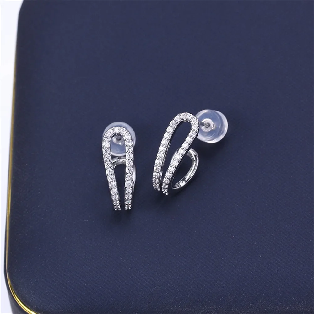 14K Gold Plated Inlaid Zircon Earring Settings,Pearl Earring Fixtures,Earring Hooks,Accessories For Earrrings,Jewelry Materials