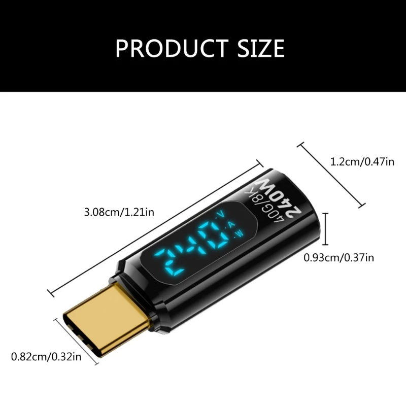 Highly Speed USB C Female to Male Adapter 240W LED Digital Display for Phones 24BB