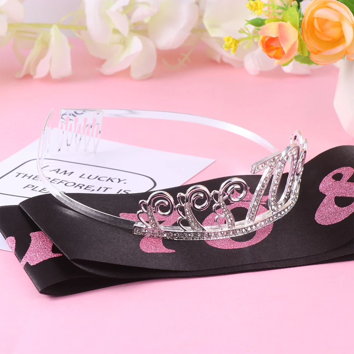 

Crown Tiara Sash Set Birthday Supplies 70 Fabulous Premium Material Photo Prop One Size Fits Most Celebration Decor Packaging