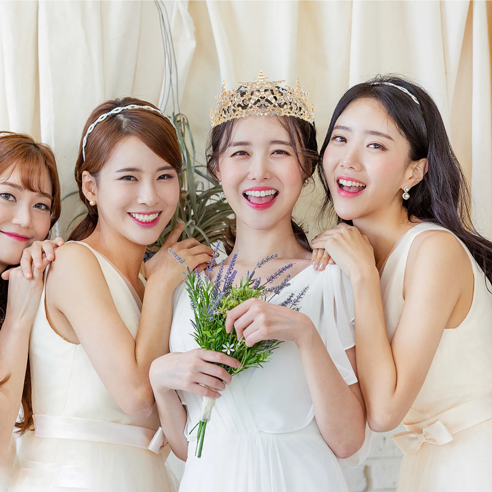 1Pcs Bridal Crystal Headband Shiny Alloy Crown for Women Wedding Party Festival Role Play Headdress Hair Accessory